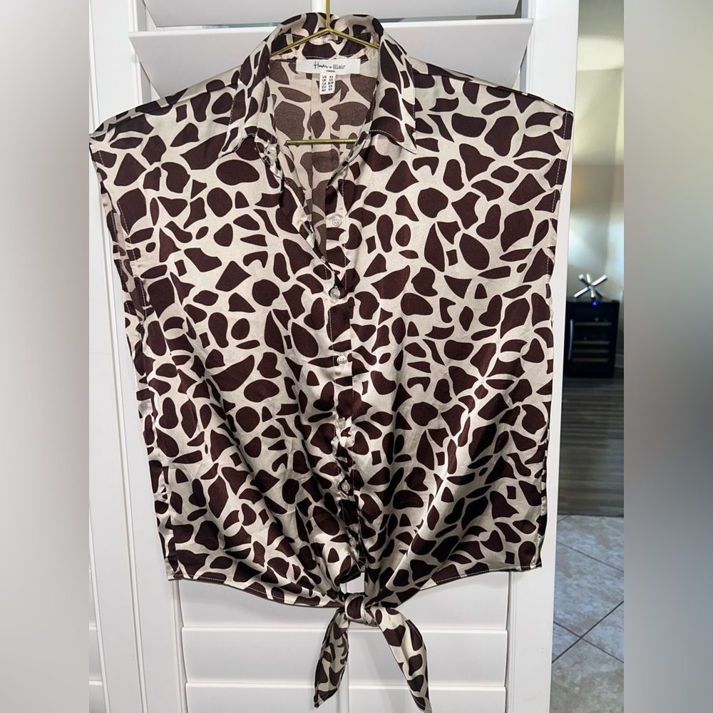 Zara Brown and Cream Patterned Button Down Shirt